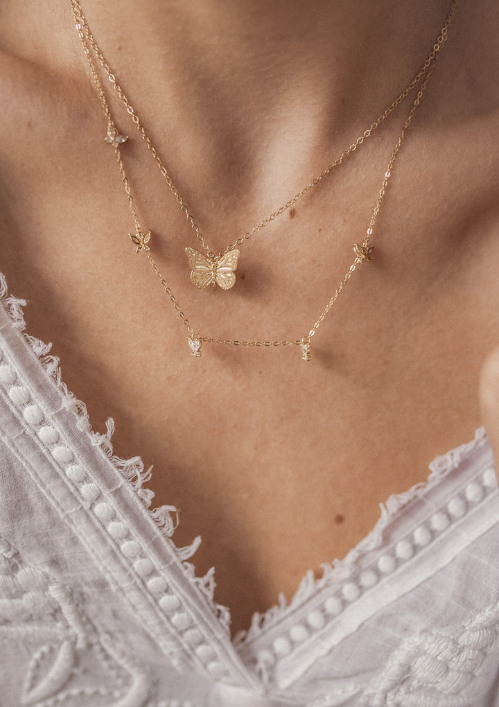 Kette Schmetterling Anhänger mit Schmucksteinen Sterlingsilber