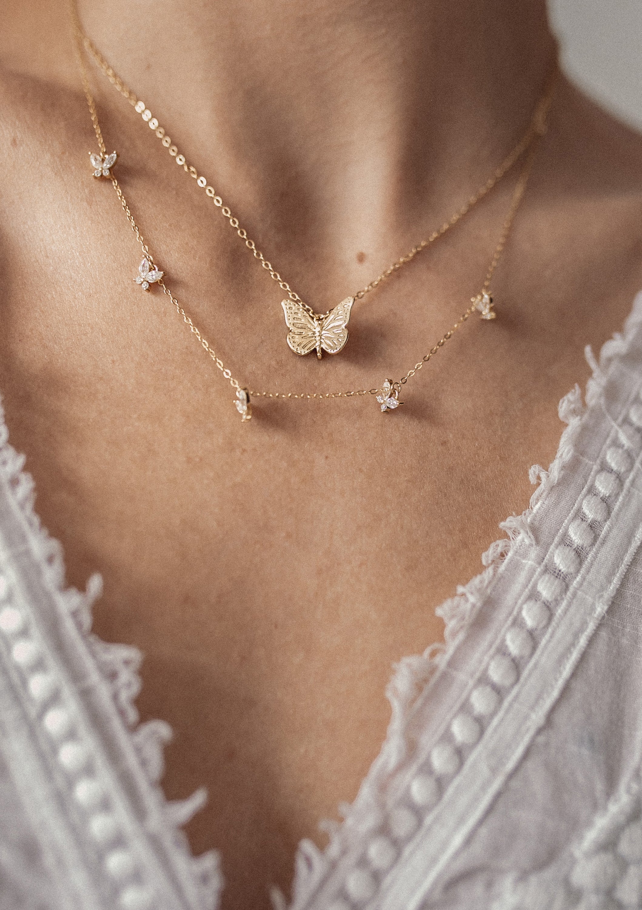 Collar con Colgante Mariposa de Gema Plata de Ley 925