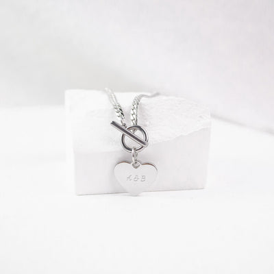 Collier Breloque Coeur Chaîne T-Barre en Argent