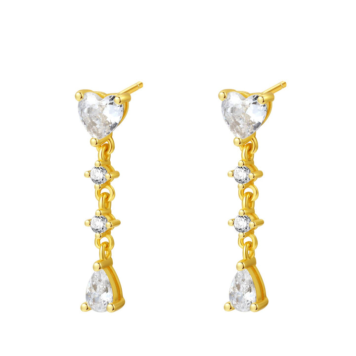 Boucles d’Oreill Goutte Coeur Sterling Argent