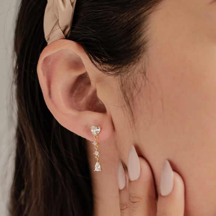 Boucles d’Oreill Goutte Cœur Argent Sterling