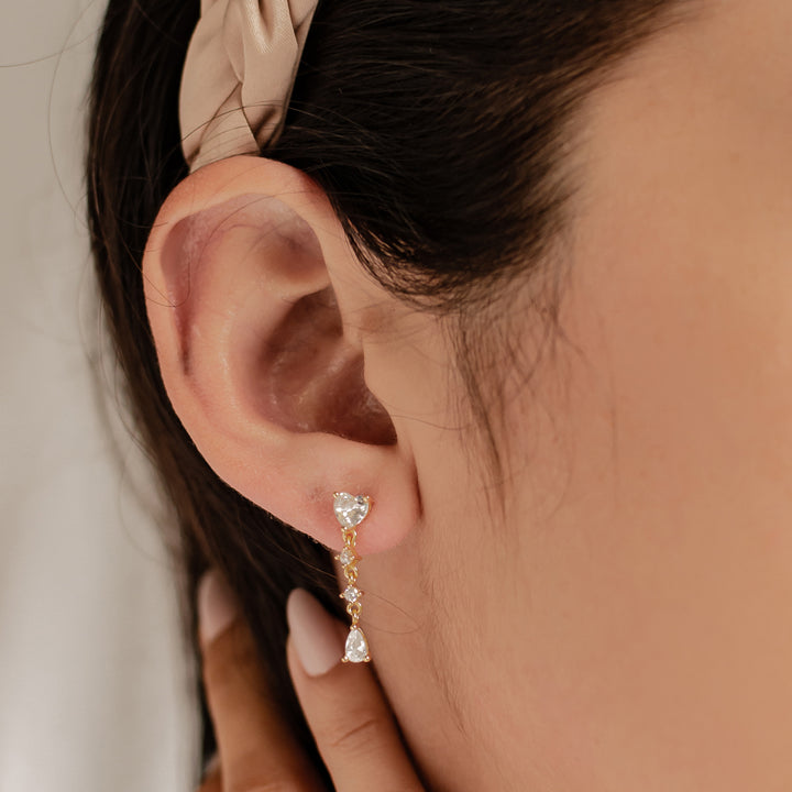 Boucles d’Oreill Goutte Cœur Argent Sterling