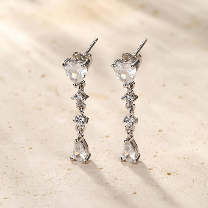 Boucles d’Oreill Goutte Cœur Argent Sterling