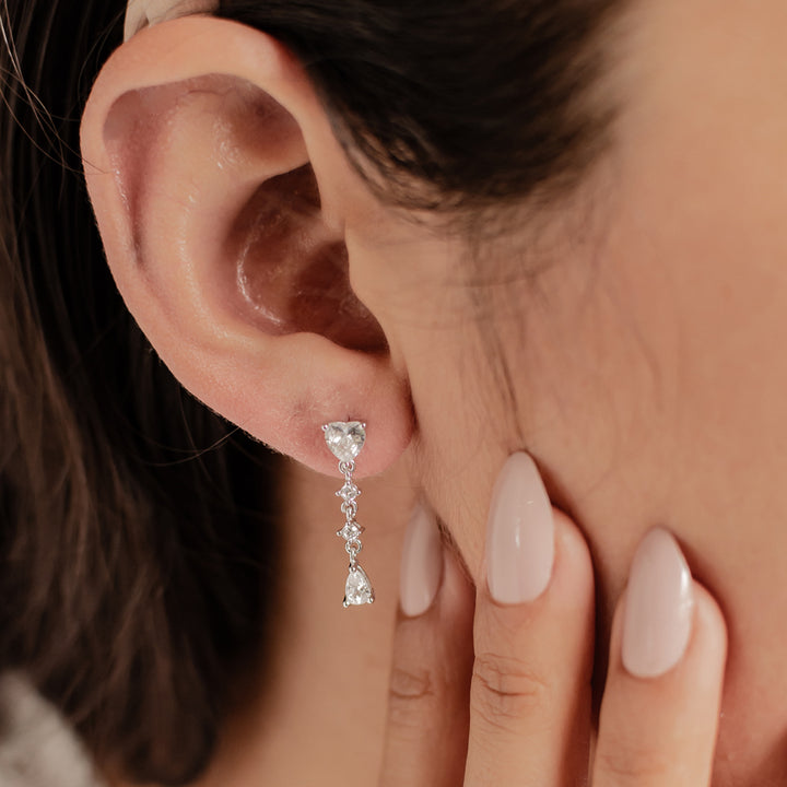 Boucles d’Oreill Goutte Cœur Argent Sterling