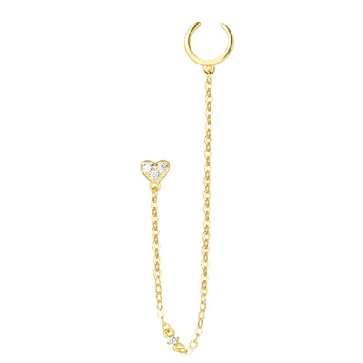 Pendientes Ear Cuff Corazón Plata de Ley 925 en Oro