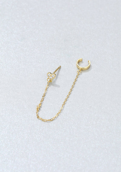 Heart Ear Cuff Sterling Silver Gold