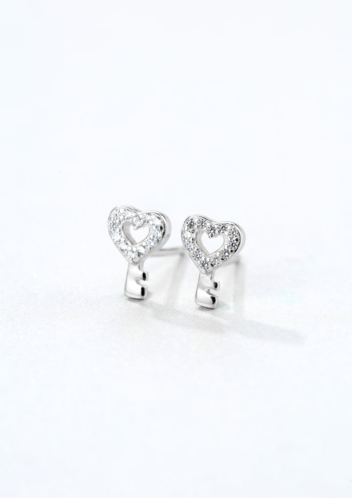 Herz Schlüssel Ohrstecker Sterlingsilber