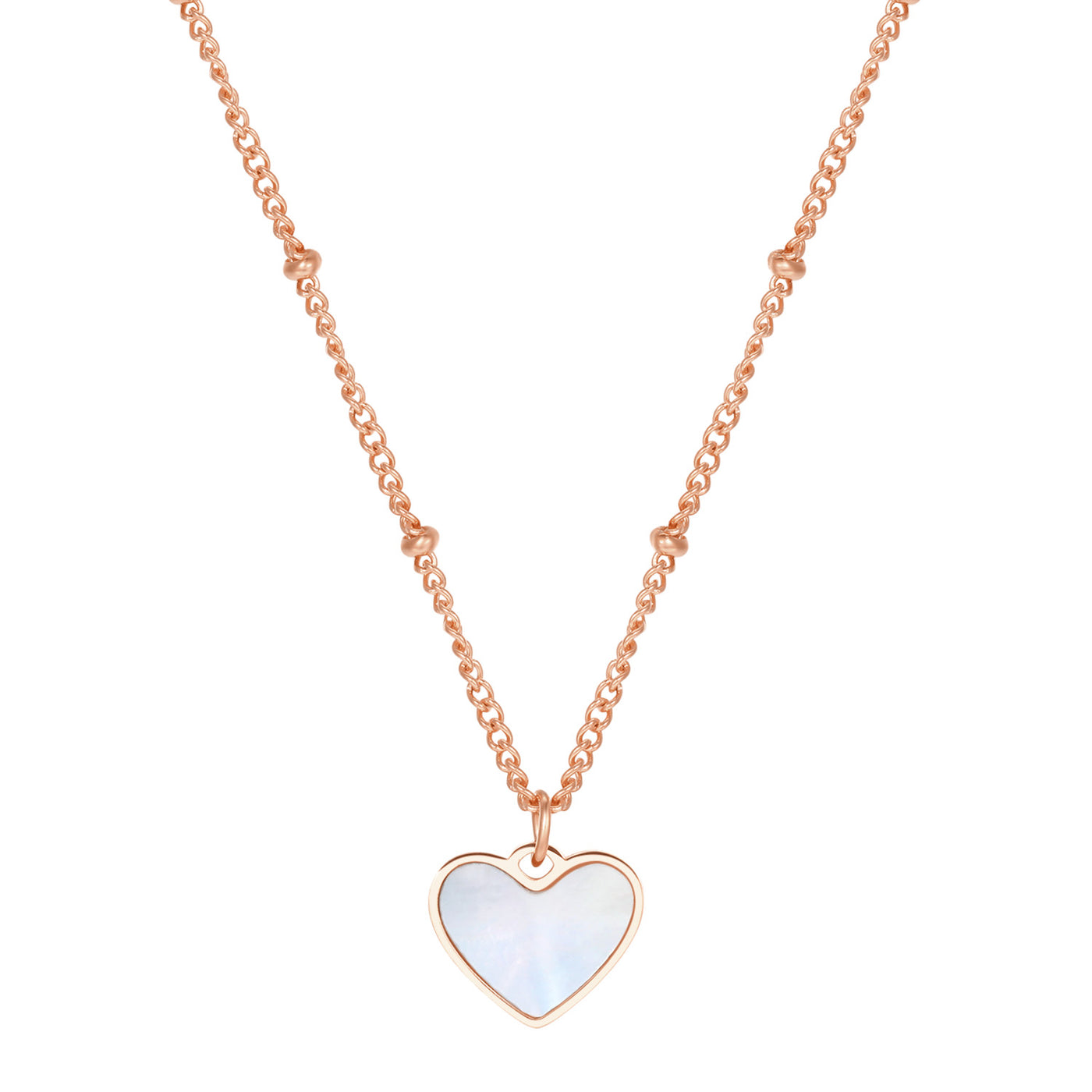 Collar de Cadena con Colgante Corazón Concha en Oro Rosa