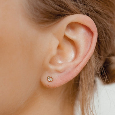 Clous d'Oreilles Coeur Sterling Argent en Or