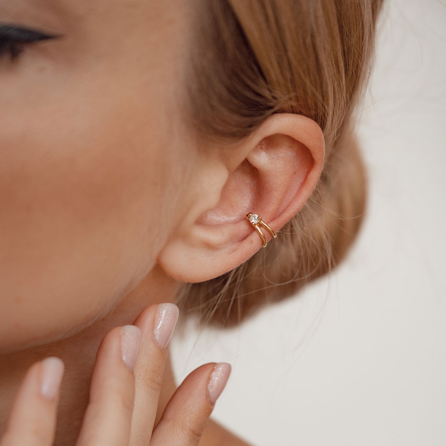 Holding Gem Ear Cuff Sterling Silver Gold – Hey Happiness