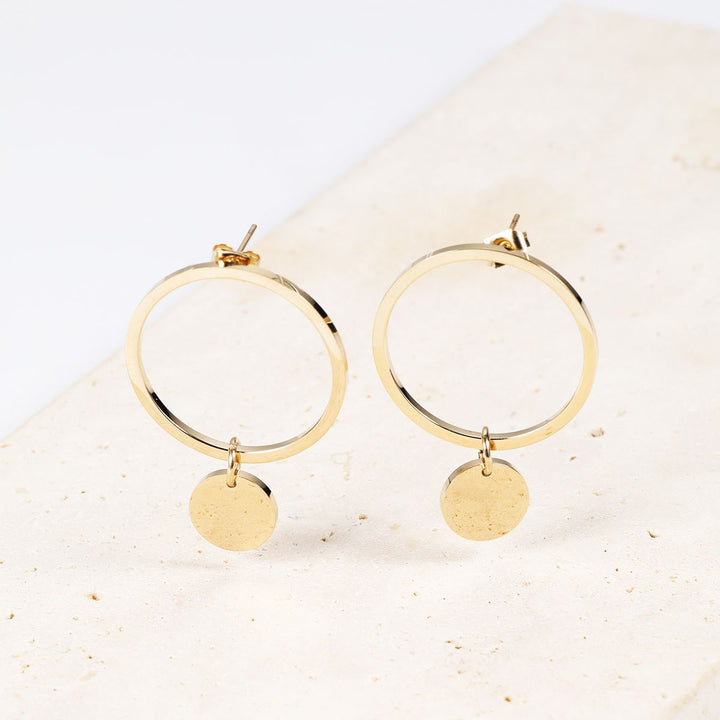 Pendientes de Círculo y Aro en Oro
