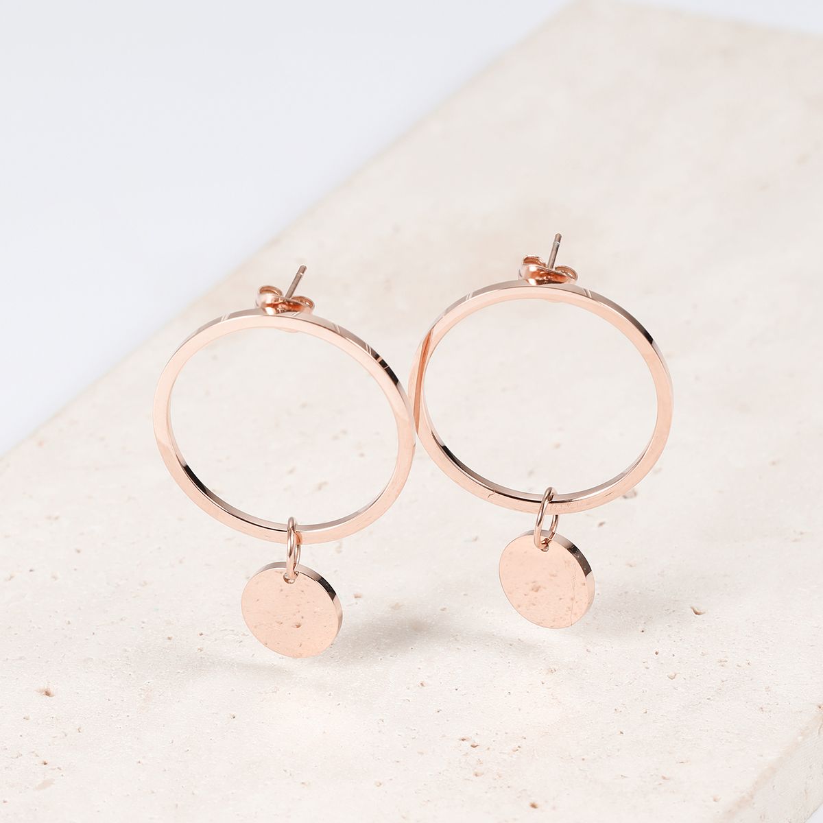 Hoop Circle Earrings in Rose Gold