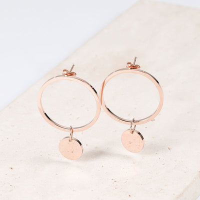 Hoop Circle Earrings in Rose Gold