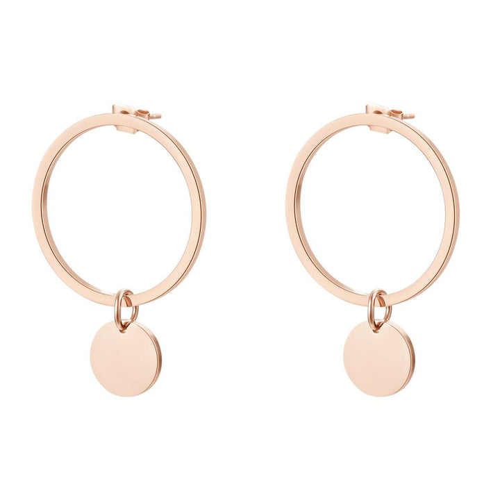 Pendientes de Círculo y Aro en Oro Rosa