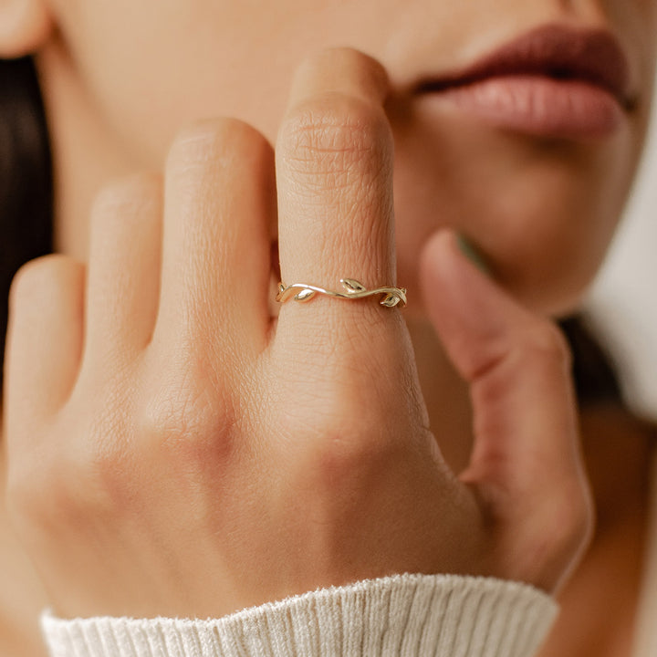 Bague Laurier Argent Sterling en Or