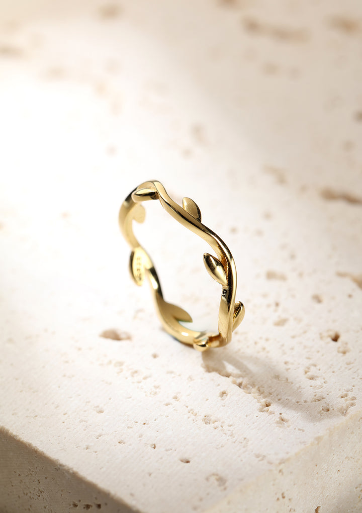 Bague Laurier Argent Sterling en Or
