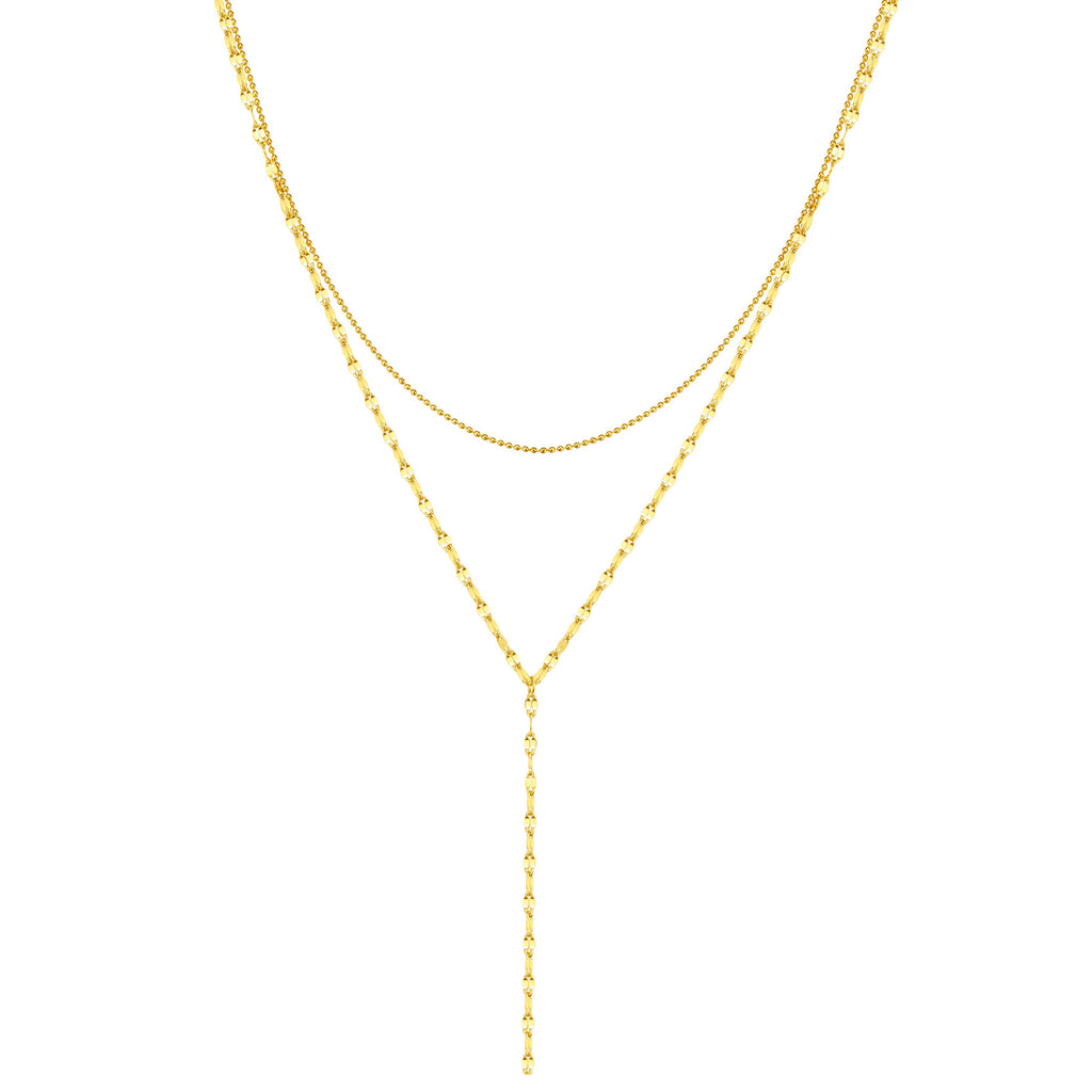 Layered Bead and Flattened Rolo Chain Y Necklace – Hey Happiness