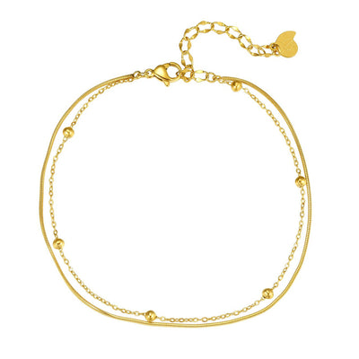 Layered Bobble Chain Anklet Gold