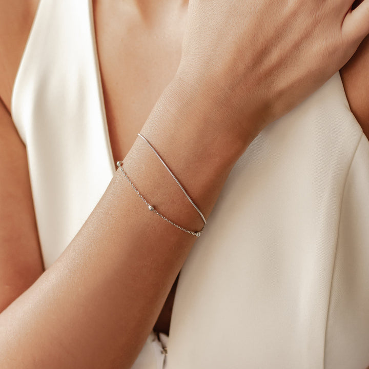 Layered Bobble Chain Bracelet Silver