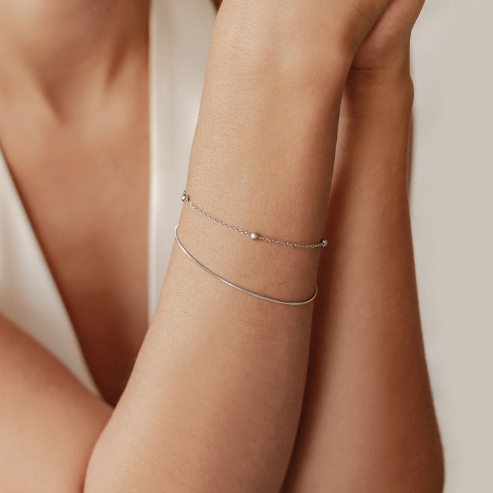 Layered Bobble Chain Bracelet Silver