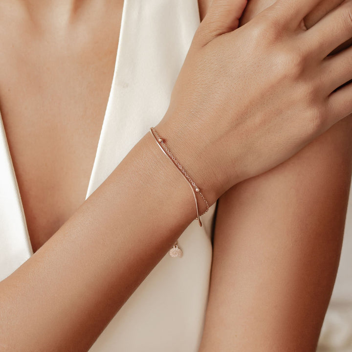 Layered Bobble Chain Bracelet Rose Gold