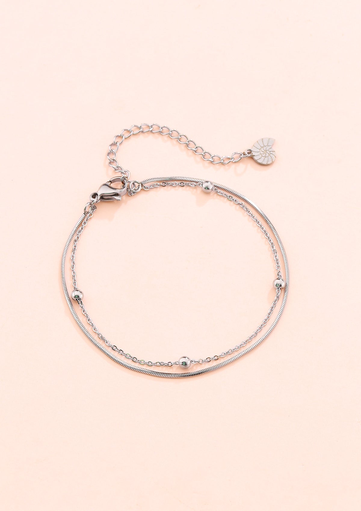 Layered Bobble Chain Bracelet Silver