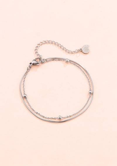 Layered Bobble Chain Bracelet Silver