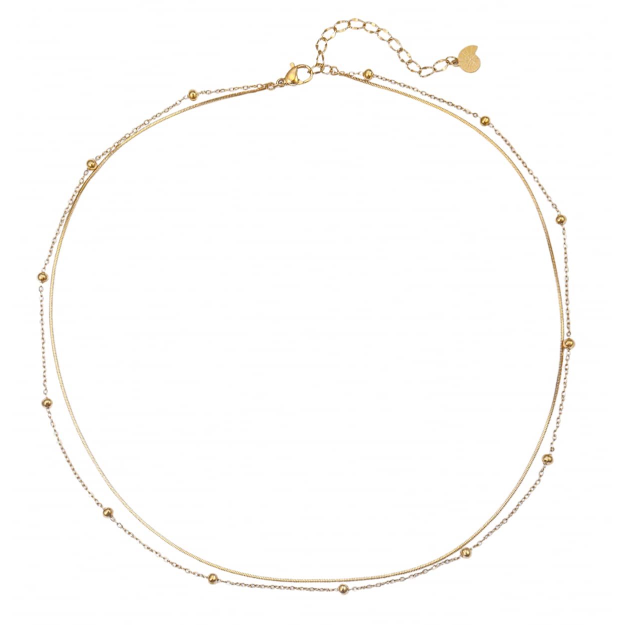 Collar de Cadena con Bolitas a Capas en Oro