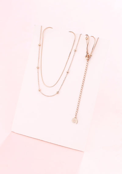 Collar de Cadena con Bolitas a Capas en Oro Rosa