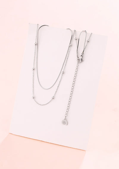 Collar de Cadena con Bolitas a Capas en Plata