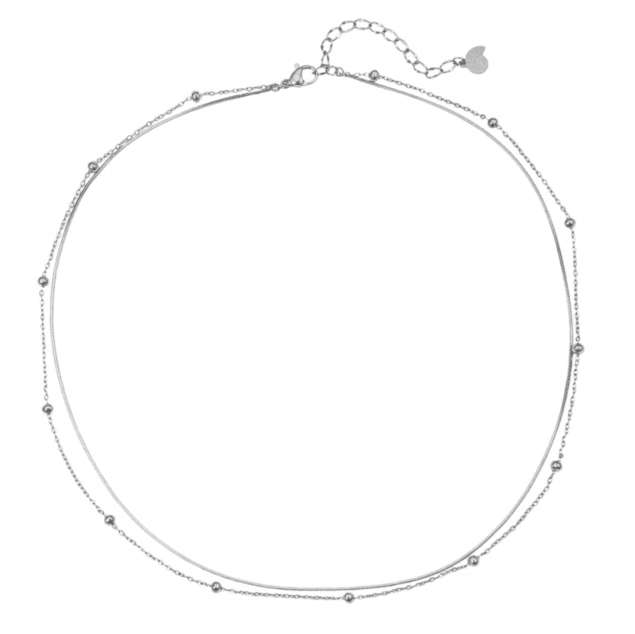 Collar de Cadena con Bolitas a Capas en Plata