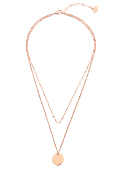 Layered Circle Necklace Rose Gold