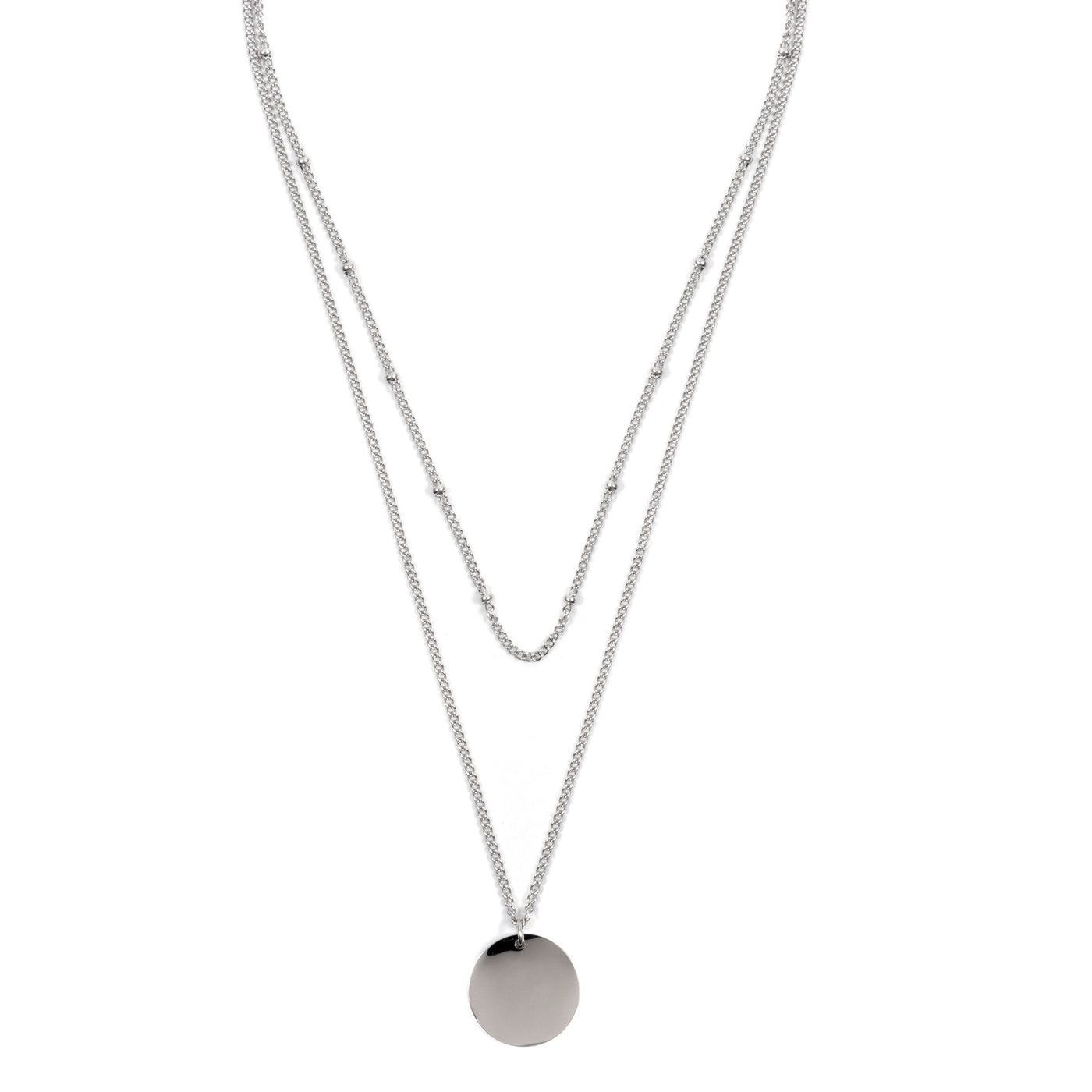 Layered Circle Necklace Silver