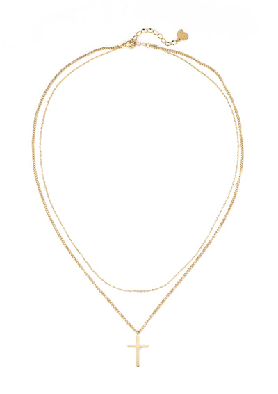 Collar a Capas con Cruz en Oro