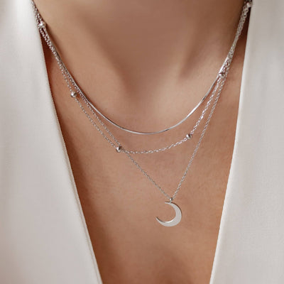 Layered Moon Necklace Set