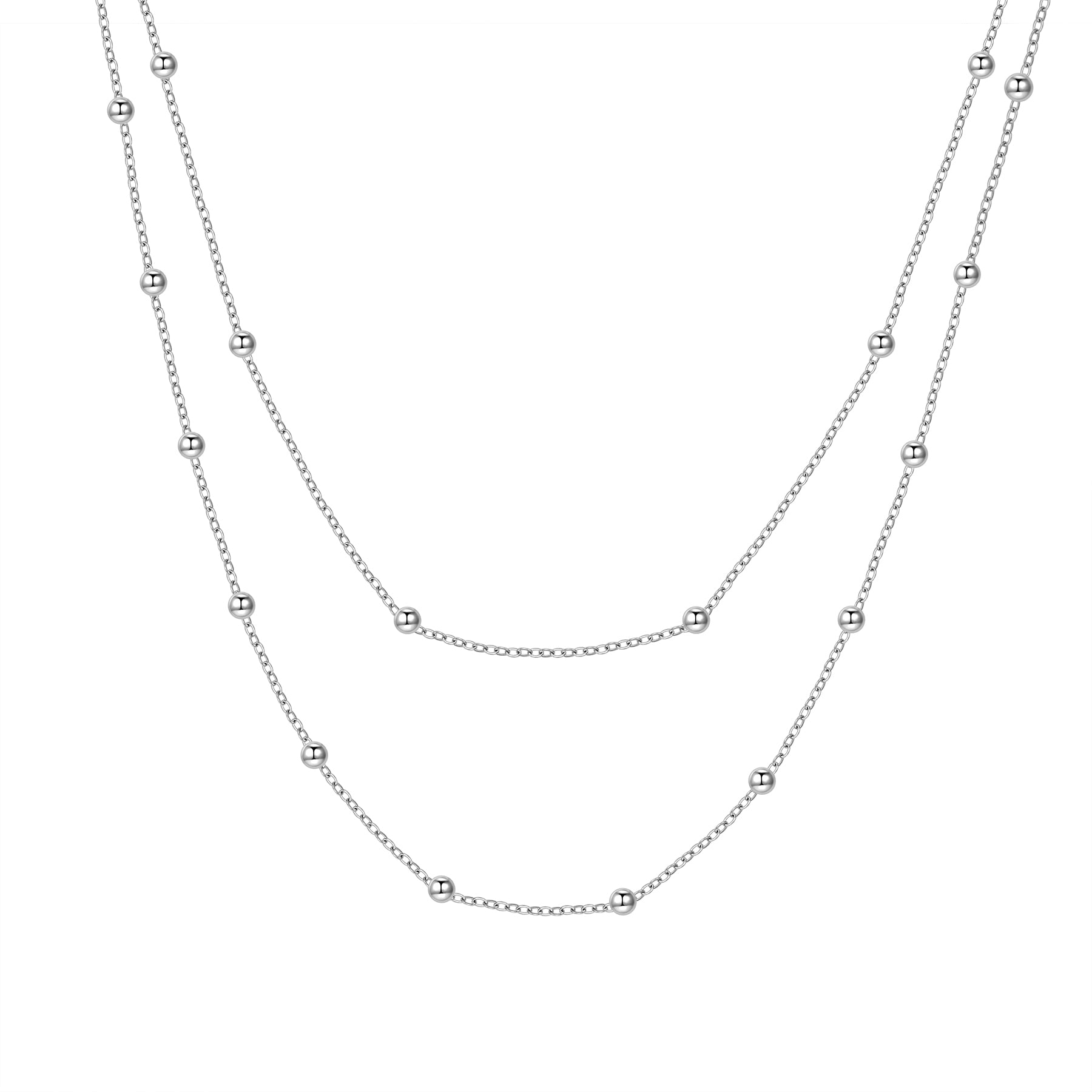 Layered Necklace Silver – Hey Happiness