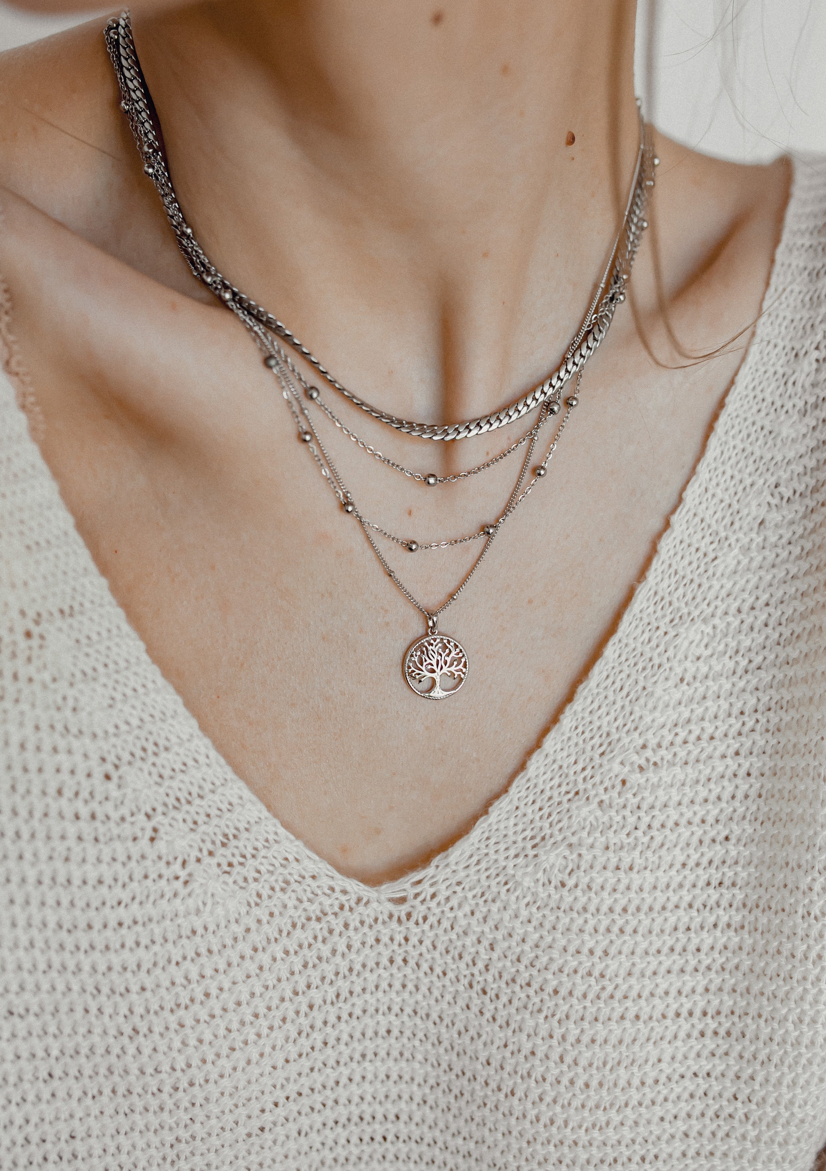 Layered Necklace Silver – Hey Happiness
