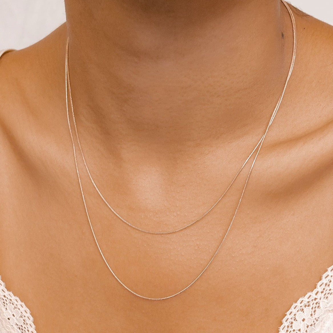 Collier Multi Rangs Chaîne Serpent en Or Rose