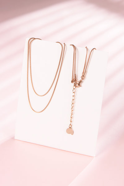 Collier Multi Rangs Chaîne Serpent en Or Rose