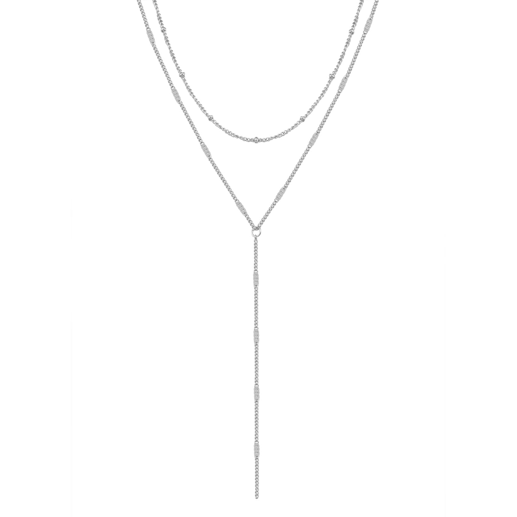 Layered Satellite and Starburst Chain Y Necklace