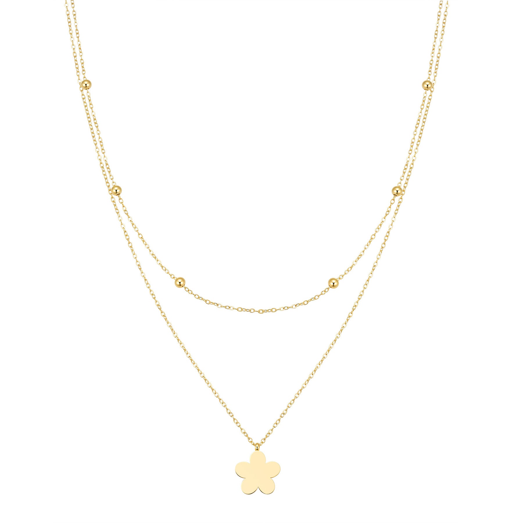 Layered Satellite Flower Necklace Waterproof