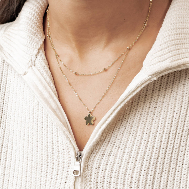 Layered Satellite Flower Necklace Waterproof