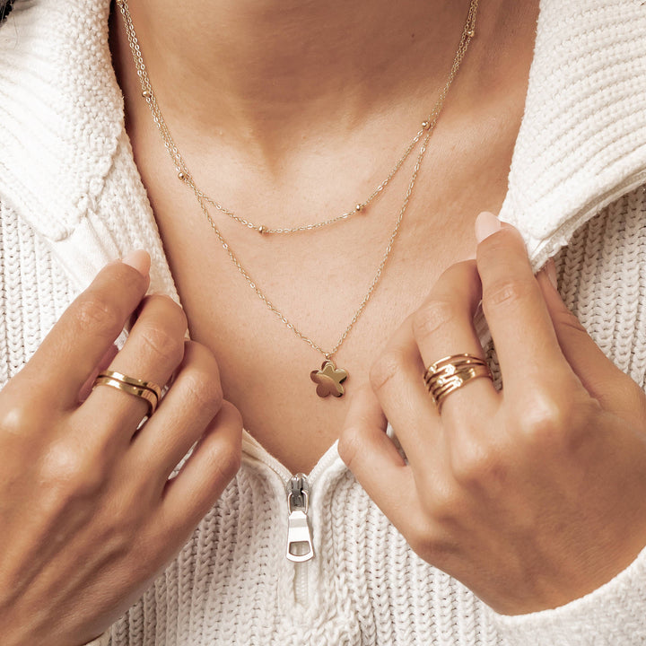 Layered Satellite Flower Necklace Waterproof