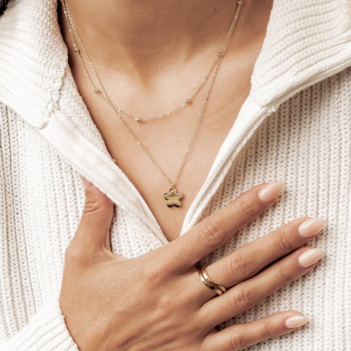 Layered Satellite Flower Necklace Waterproof