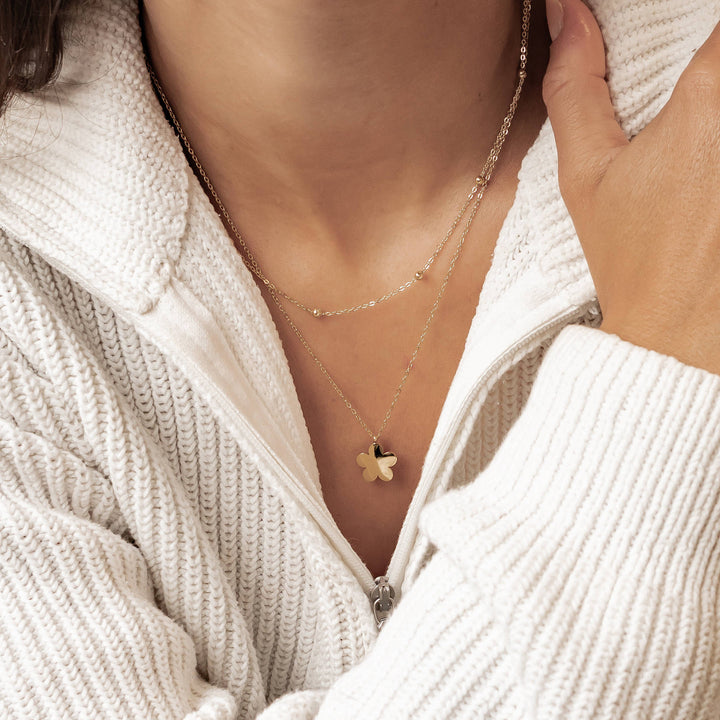 Layered Satellite Flower Necklace Waterproof