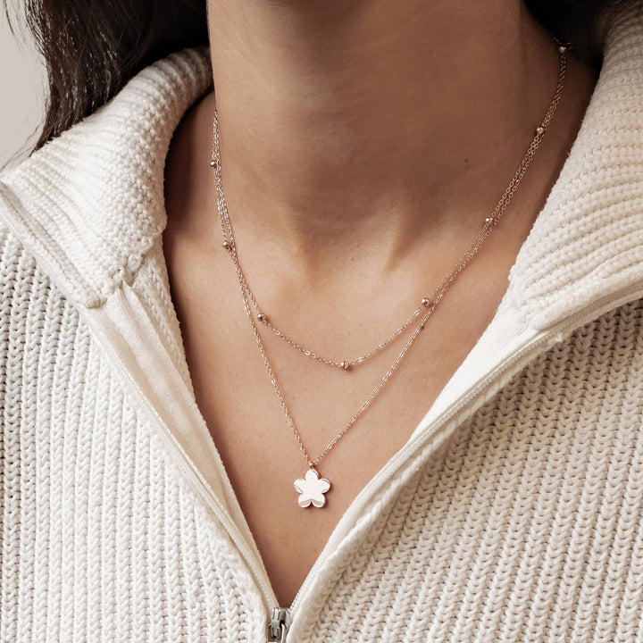Layered Satellite Flower Necklace Waterproof