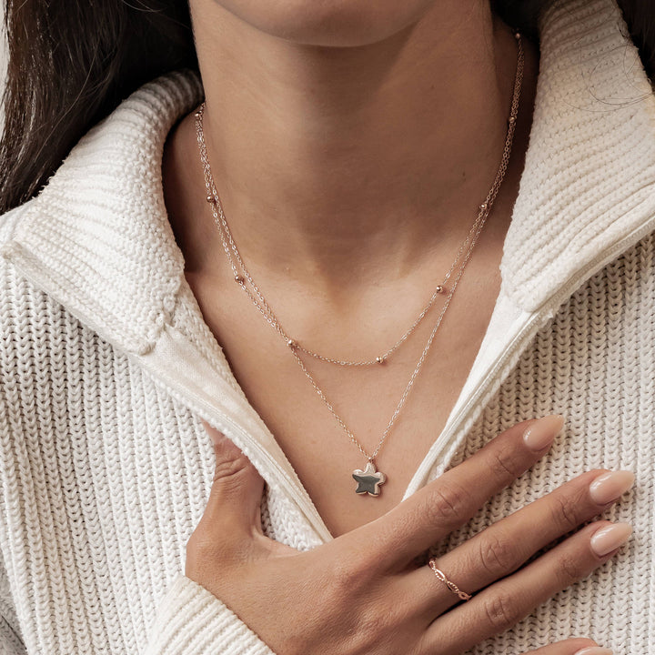 Layered Satellite Flower Necklace Waterproof