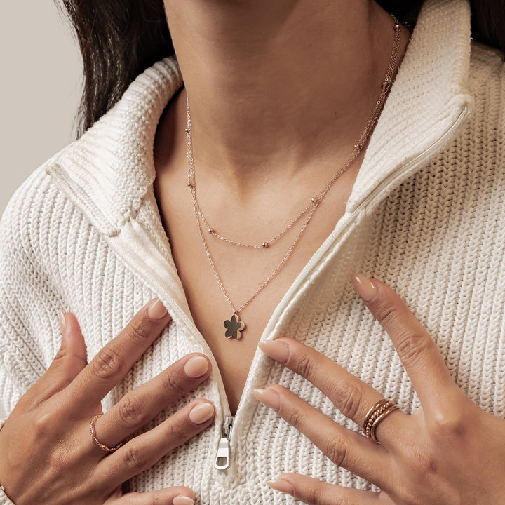 Layered Satellite Flower Necklace Waterproof