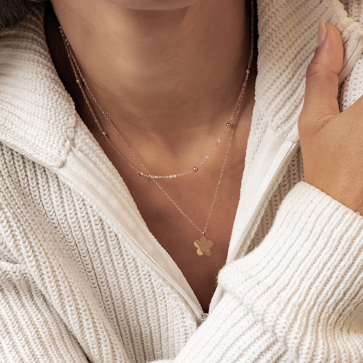 Layered Satellite Flower Necklace Waterproof