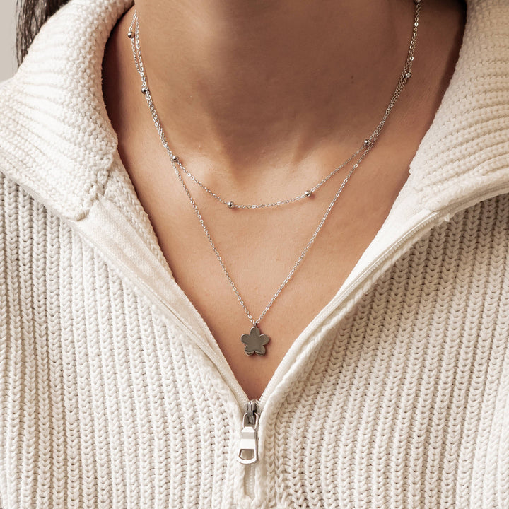 Layered Satellite Flower Necklace Waterproof